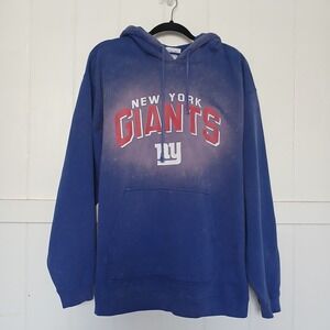 Vintage New York Giants Reebok NFL  Hoodie Sweatshirt Men's L Blue Bleach Dyed